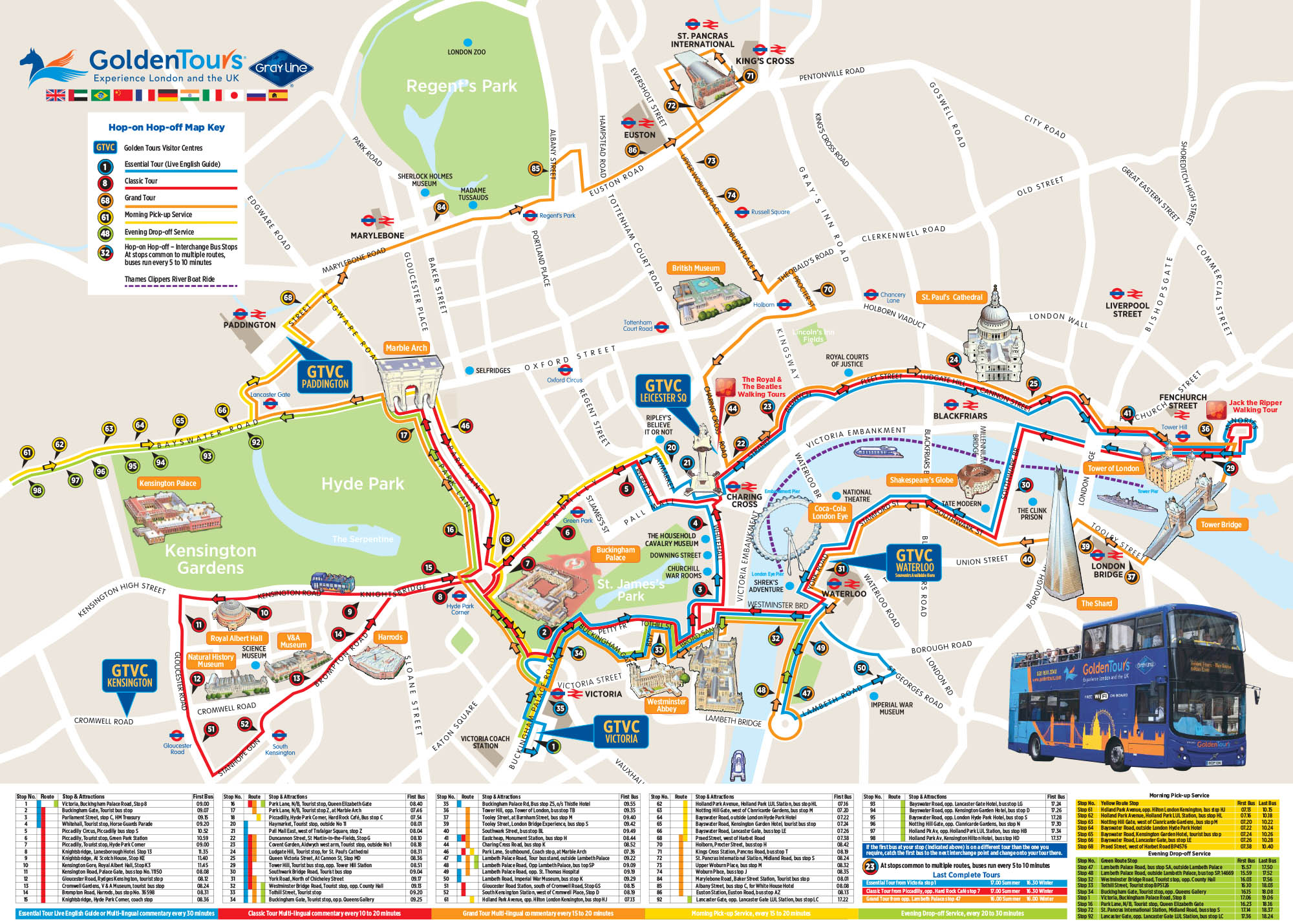 big red bus tour london map